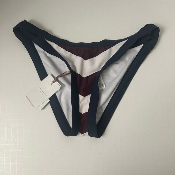 Ted Baker Rowing Striped Navy/Burgandy/White Swim Bikini Bottom - Picture 1 of 8